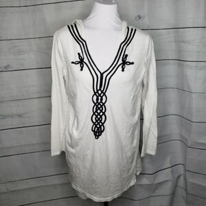 soft joie white hooded boho lightweight top Med